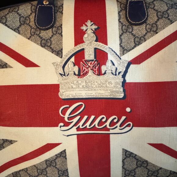 Gucci Union Jack Boston Bag UK Flag 2009 Sloaney Bag London Exclusive Rare GG - Picture 11 of 16